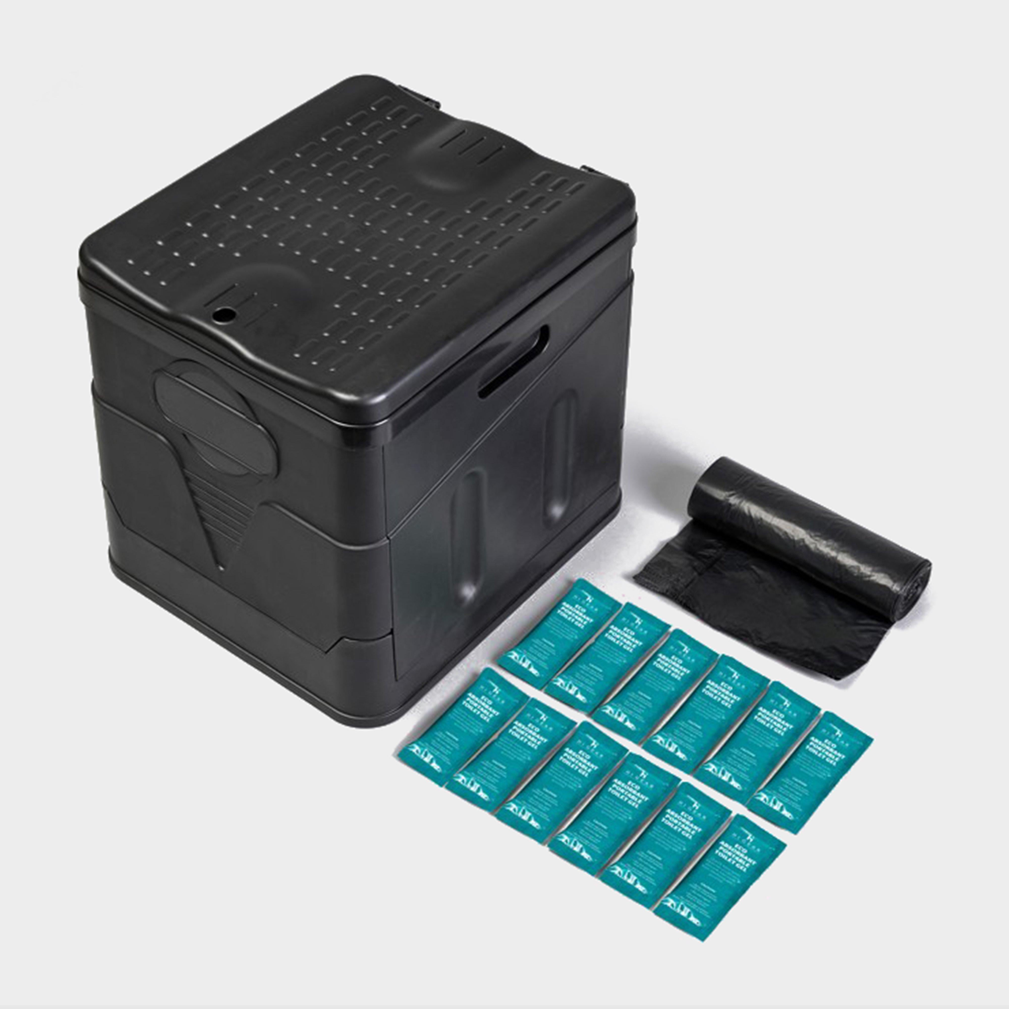 Collapsible Toilet with Gel Pack and Toilet Bag Bundle - Black One Size