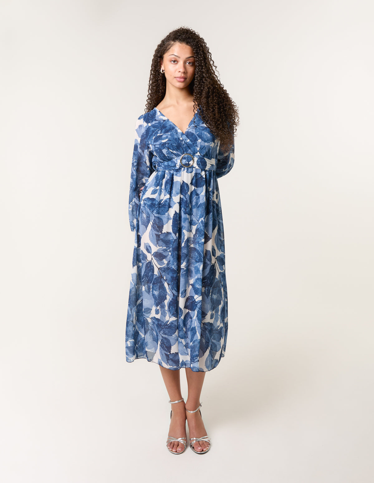 Ring Belt Print Dress - S NAVY