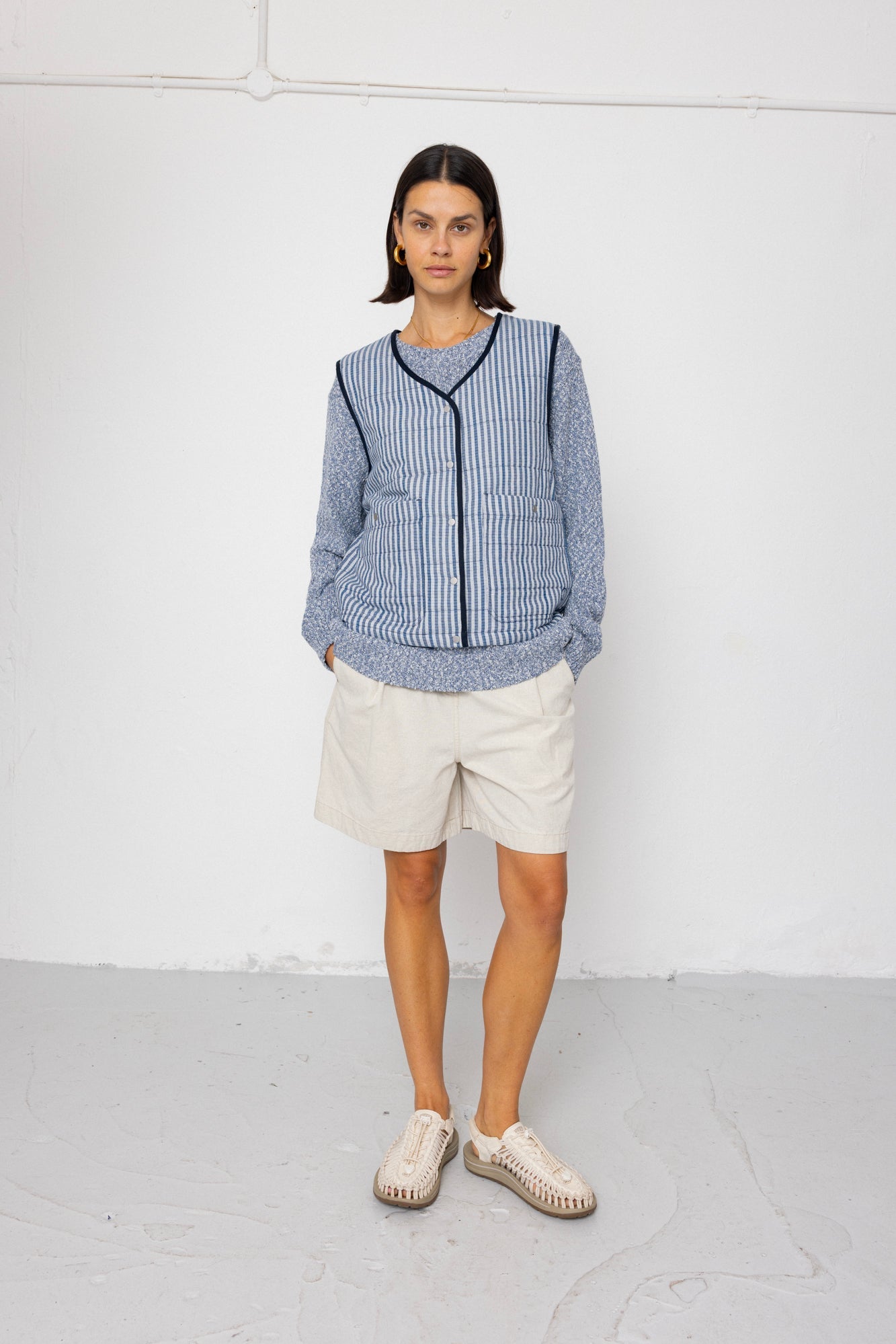 Gilet - Indigo Crinkle Mini Check