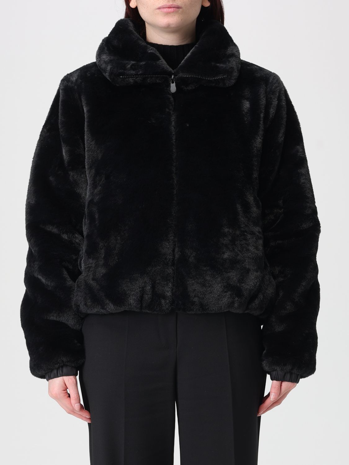 SAVE THE DUCK Fur Coat Woman color Black