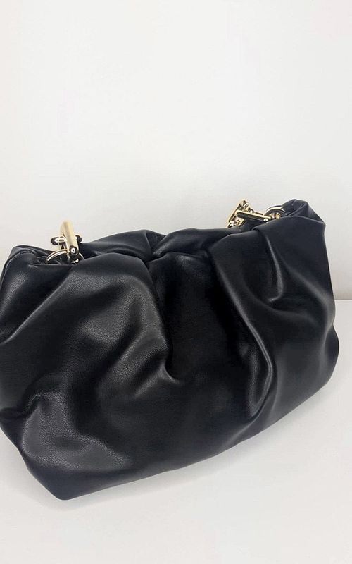 Faux Leather Chain Detail Bag - Black SZE