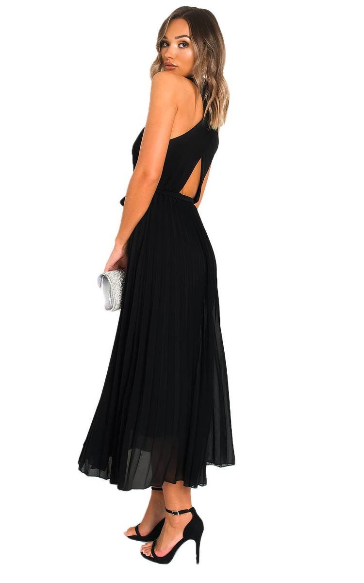 Pleated Crossover Maxi Dress - ROYAL ML