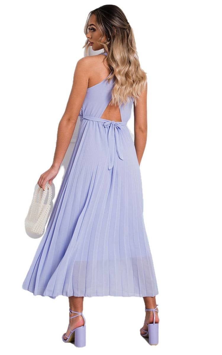 Pleated Crossover Maxi Dress - Lilac SM
