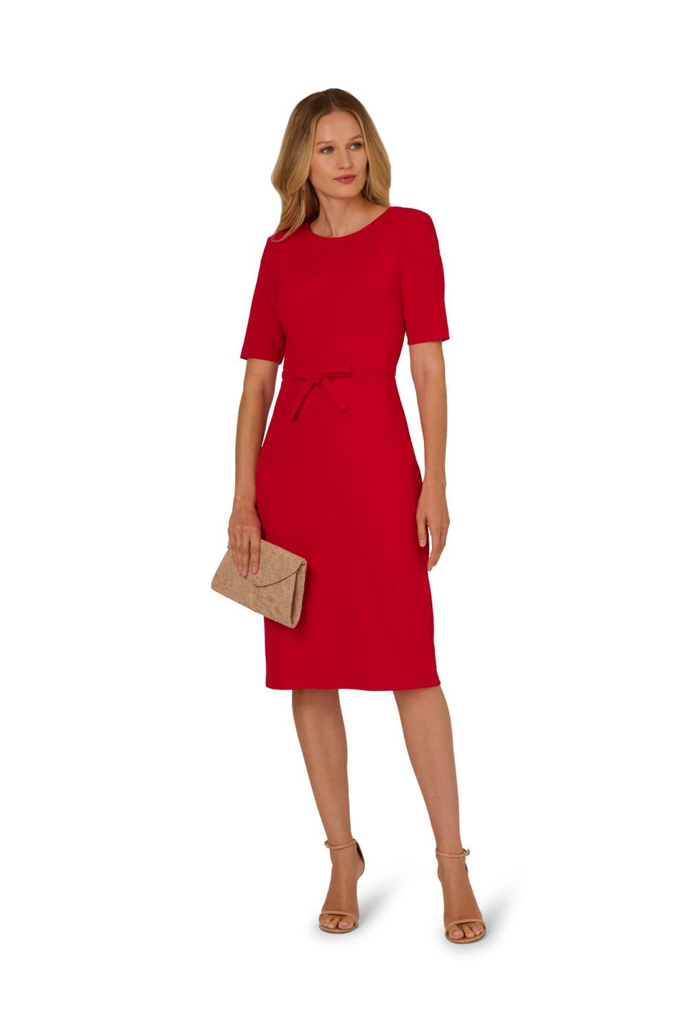 Adrianna Papell Mini Bow Front Sheath Dress In Red