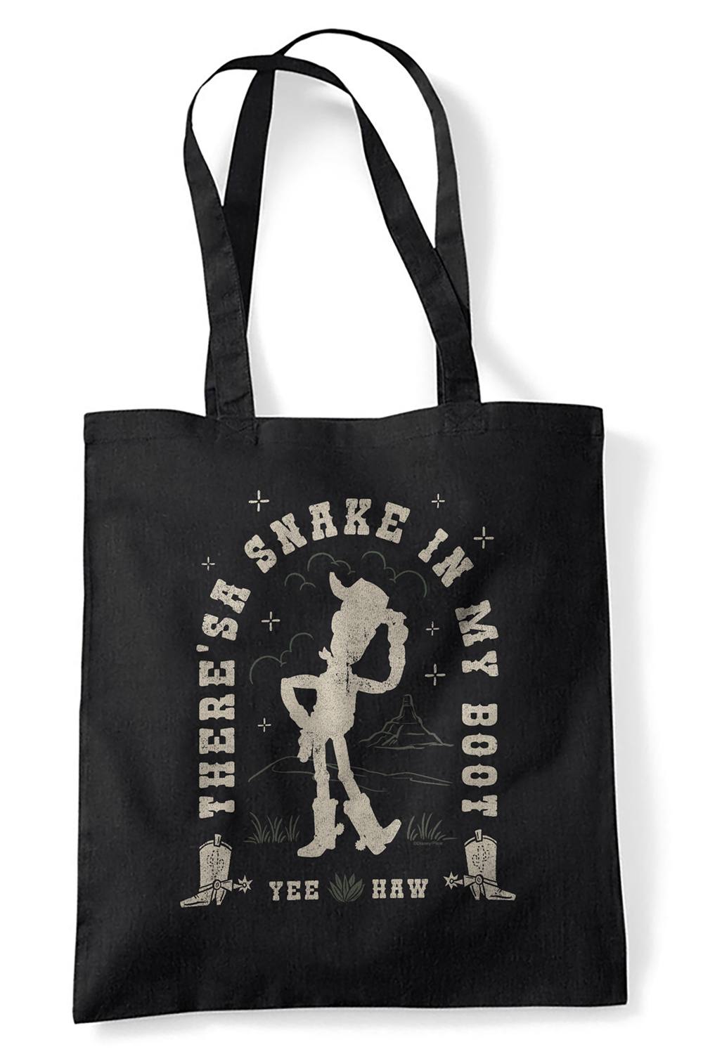 Disney Toy Story Woody Snake In My Boot Travel Reusable Tote Bag, Black