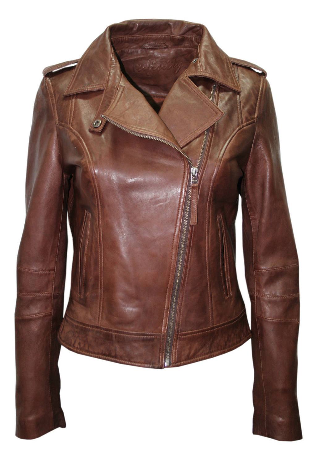 Infinity Leather Chestnut Leather Biker Jacket-Reynosa In Brown