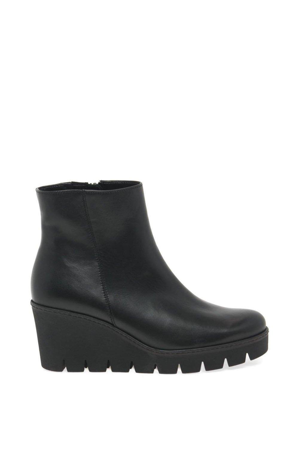 Gabor 'utopia' Chunky Wedge Heel Ankle Boots In Black