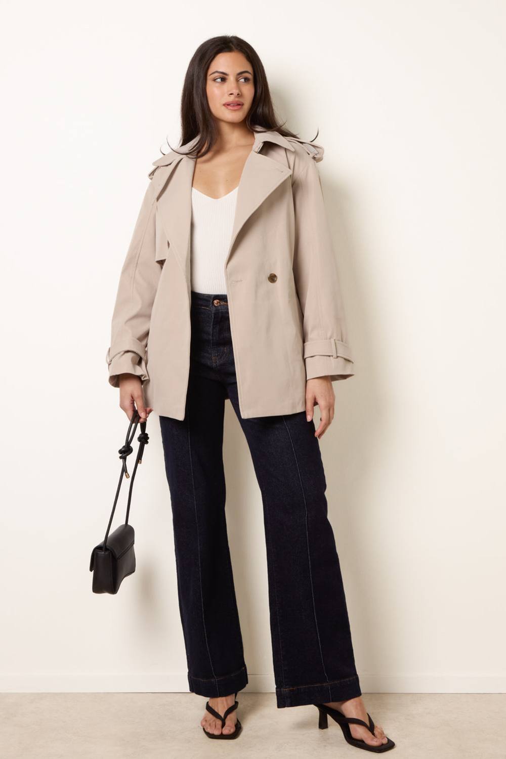 Blue Vanilla Stone Short Trench Coat
