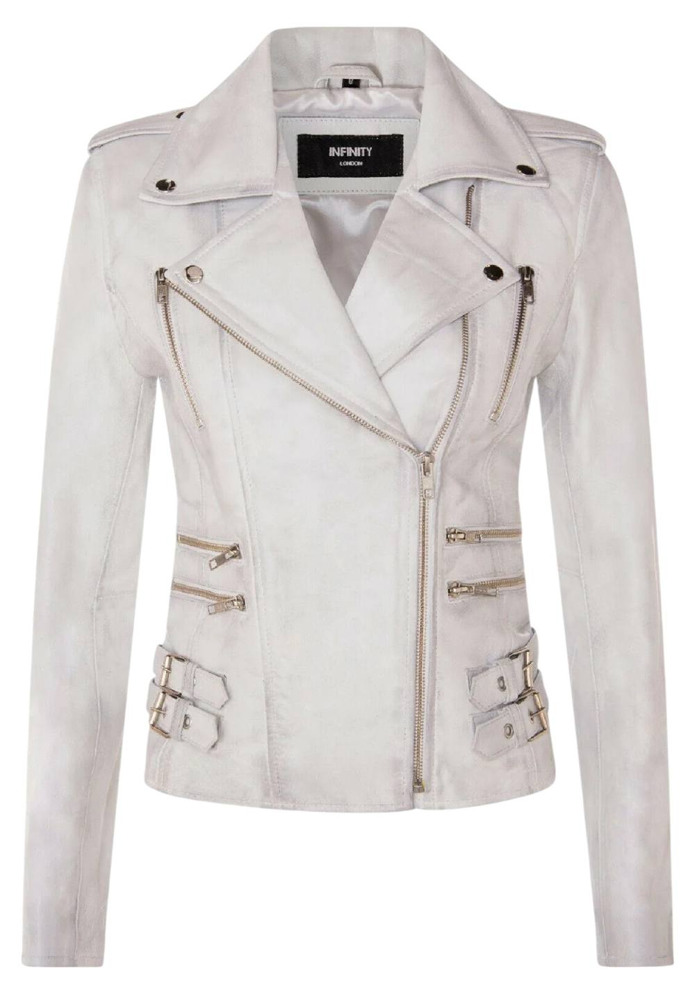 Infinity Leather Leather Vintage Brando Biker Jacket-Orlando In White