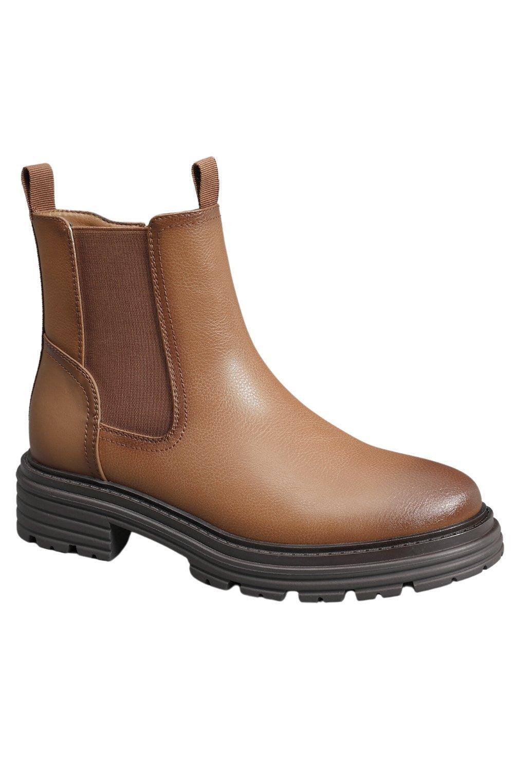 Ivachy Fashion Pull On Zippers Simple Chunky Heel Chelsea Ankle Boots In Camel