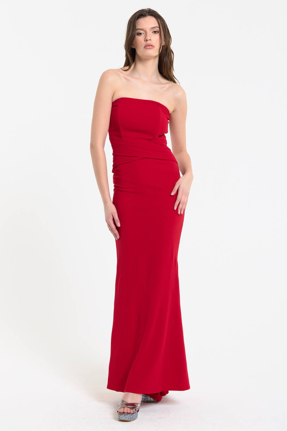 Liquorish Red Strapless Bodycon Maxi Dress