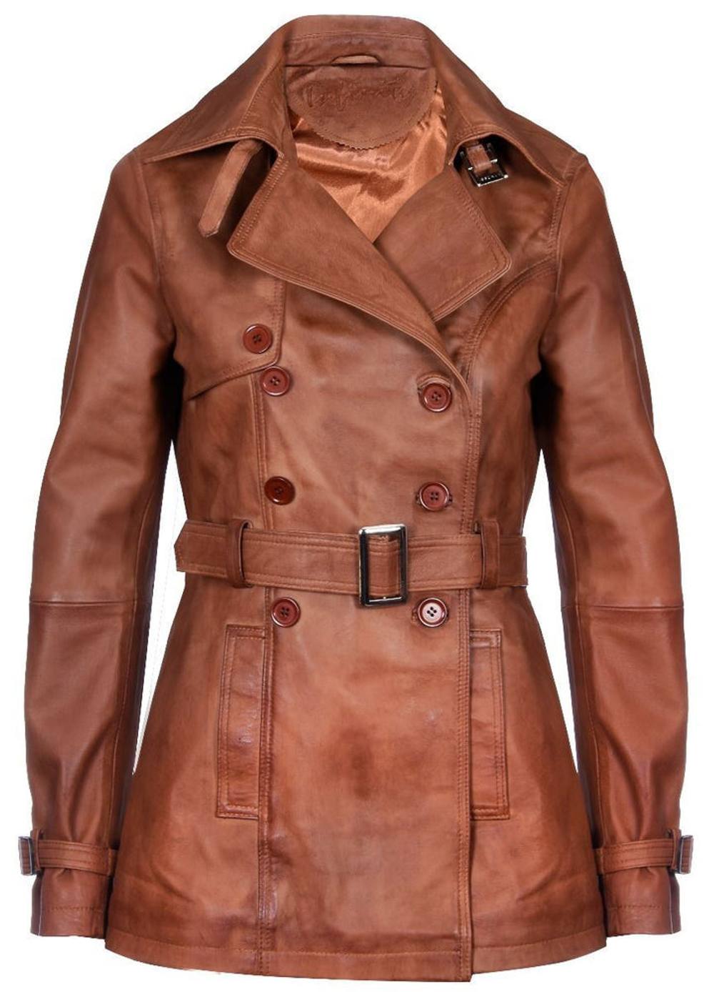 Infinity Leather Mid Length Leather Trench Coat -Oakham In Tan