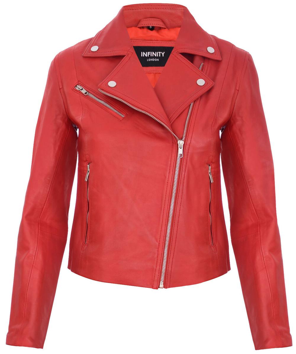 Infinity Leather Smart Leather Biker Jacket-Matlock In Red