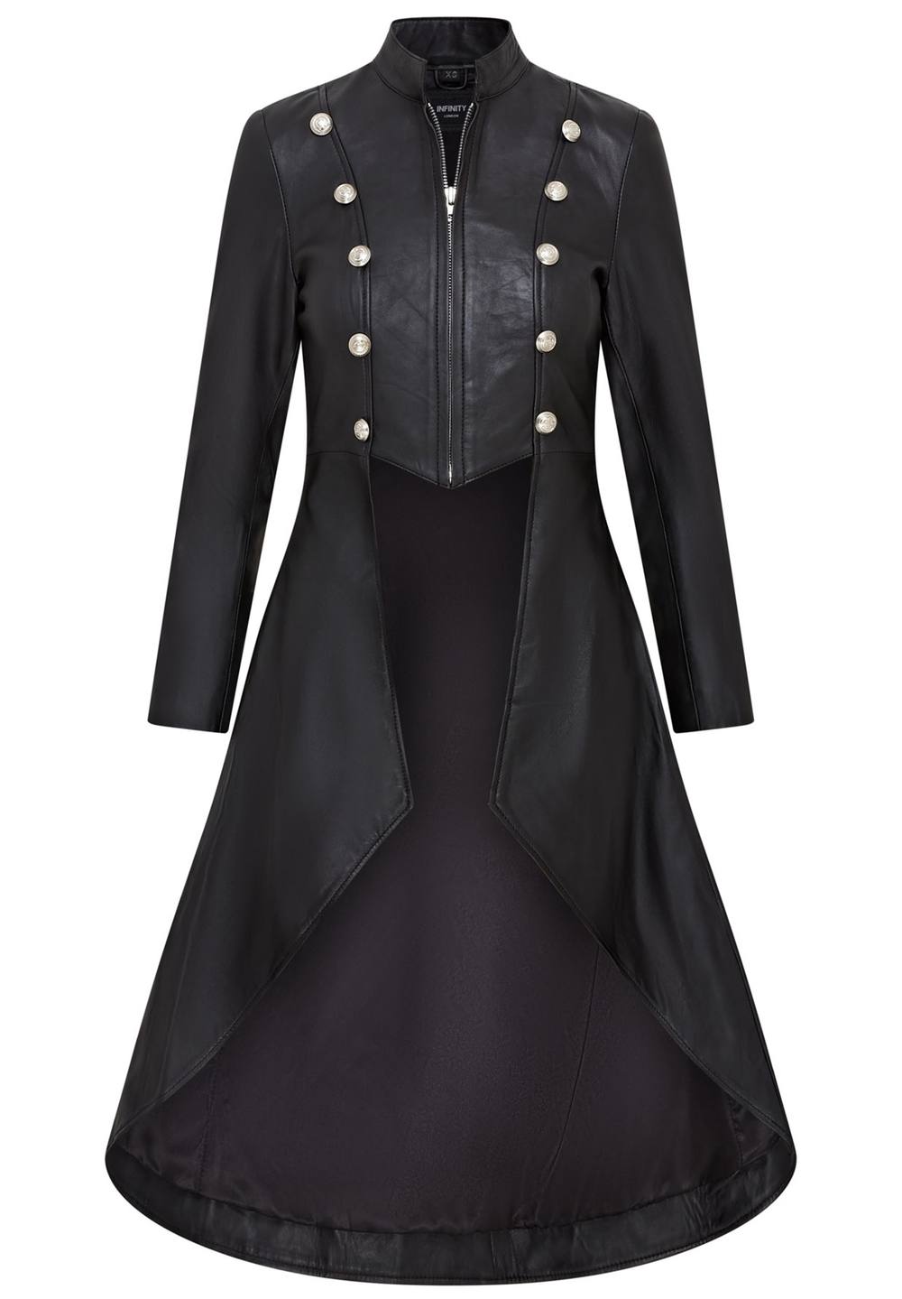 Infinity Leather Gothic Full Length Edwardian Leather Coat - Atlanta In Black