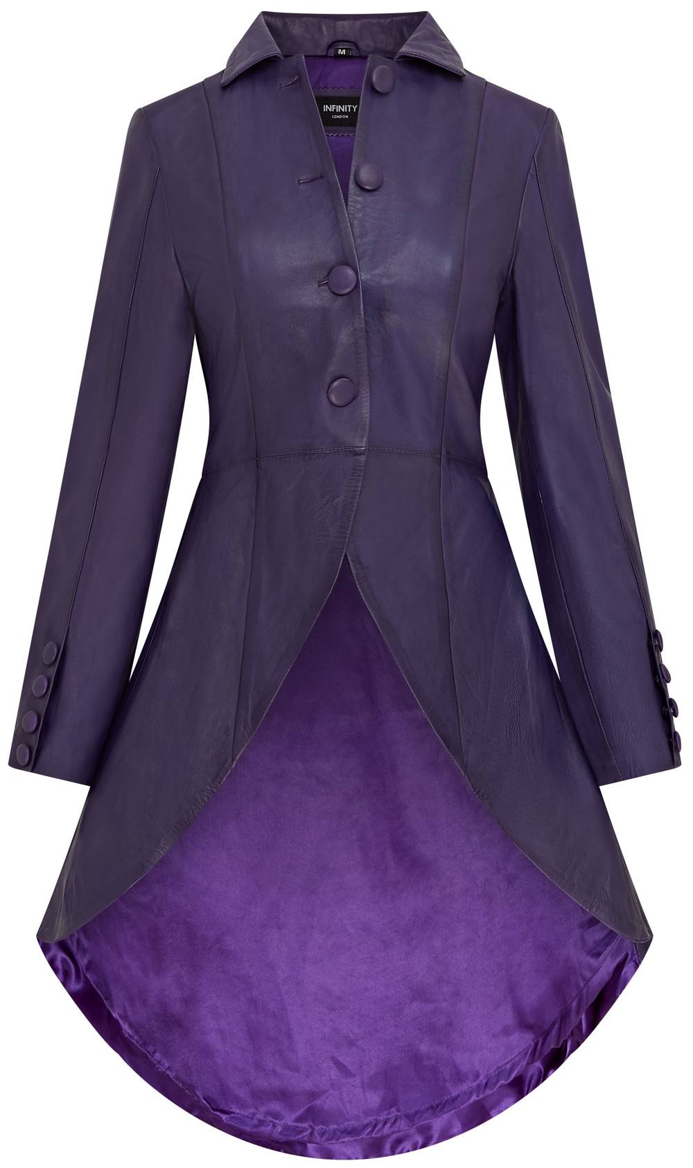 Infinity Leather Gothic Full Length Victorian Leather Coat - Vantaa In Plum