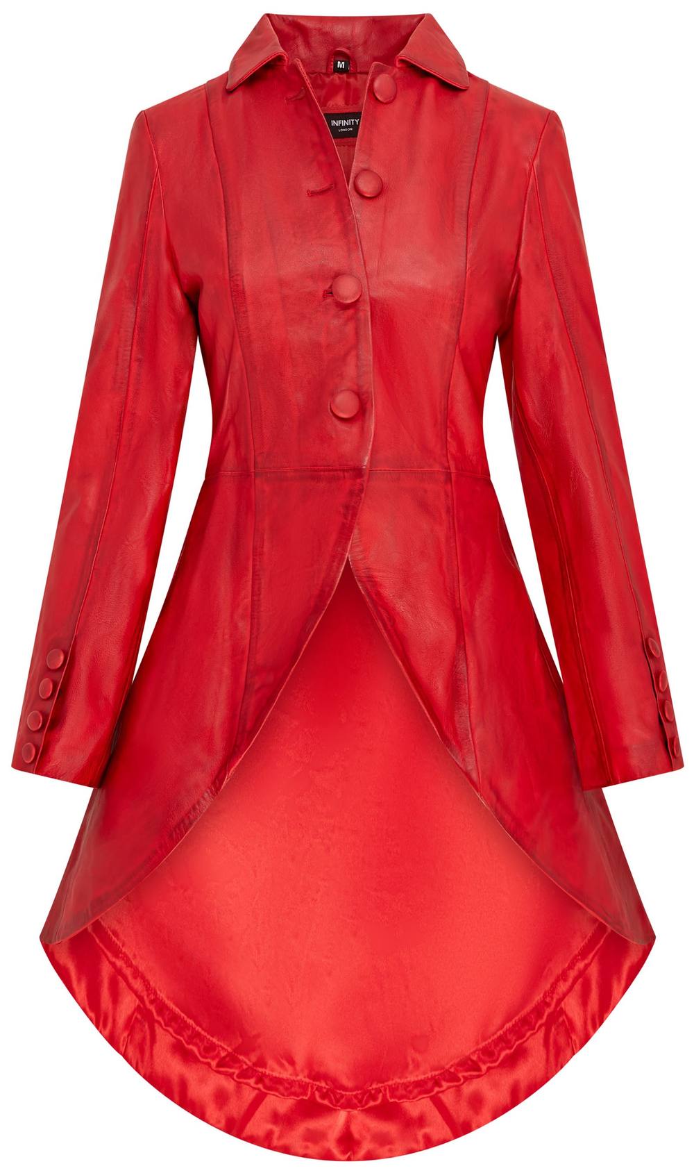Infinity Leather Gothic Full Length Victorian Leather Coat - Vantaa In Red