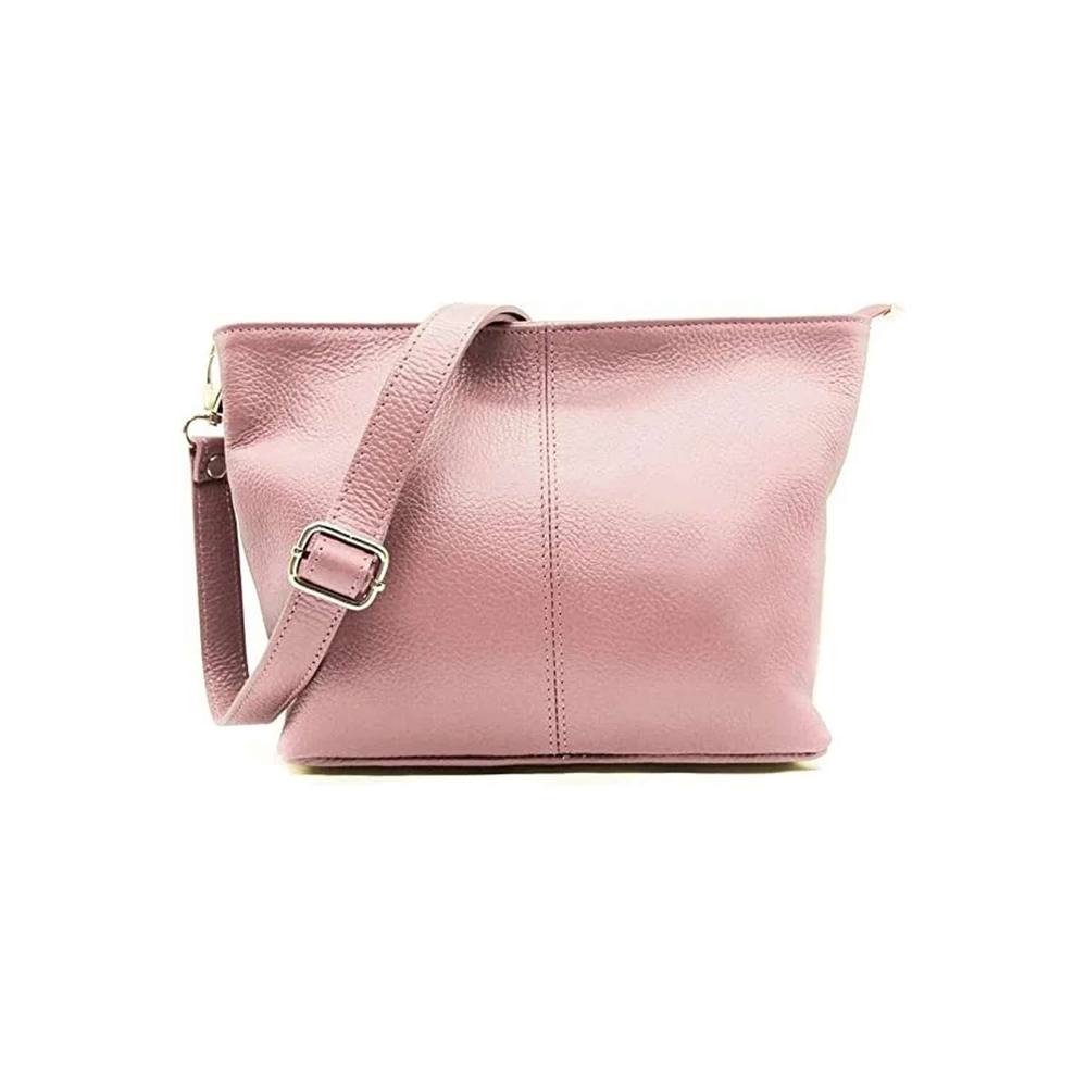 Kitise Small Genuine Italian Leather Shoulder Handbag With Detachable Strap In Pink