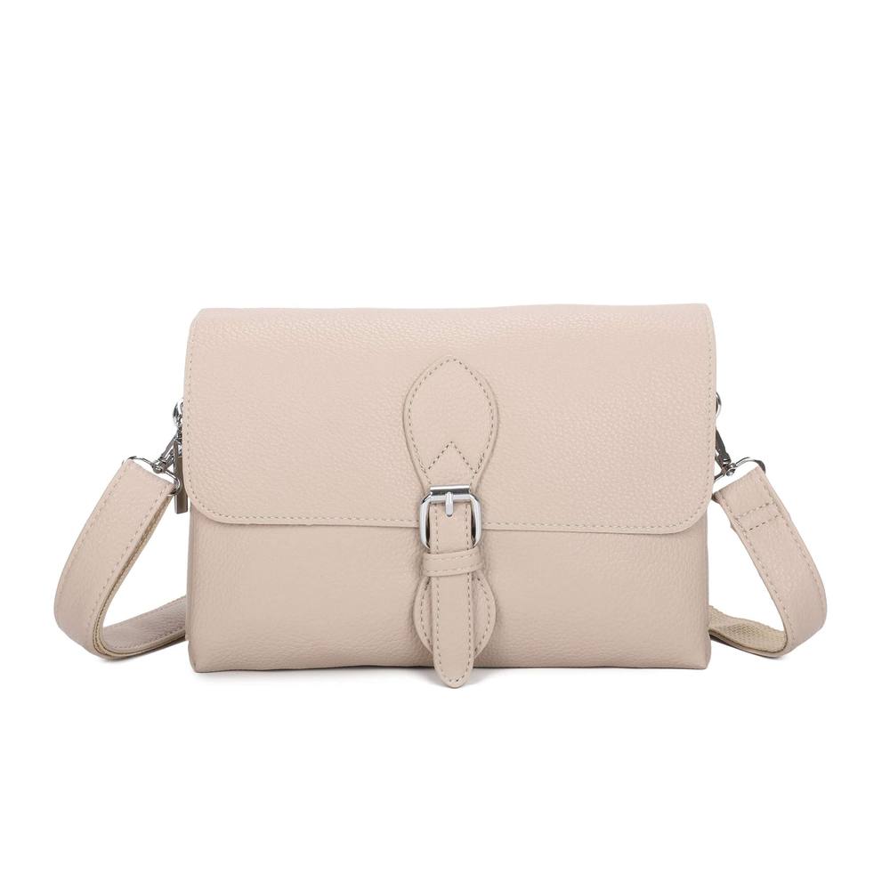 Kitise Small Satchel Double Compartments Crossbody Shoulder Bag In Beige
