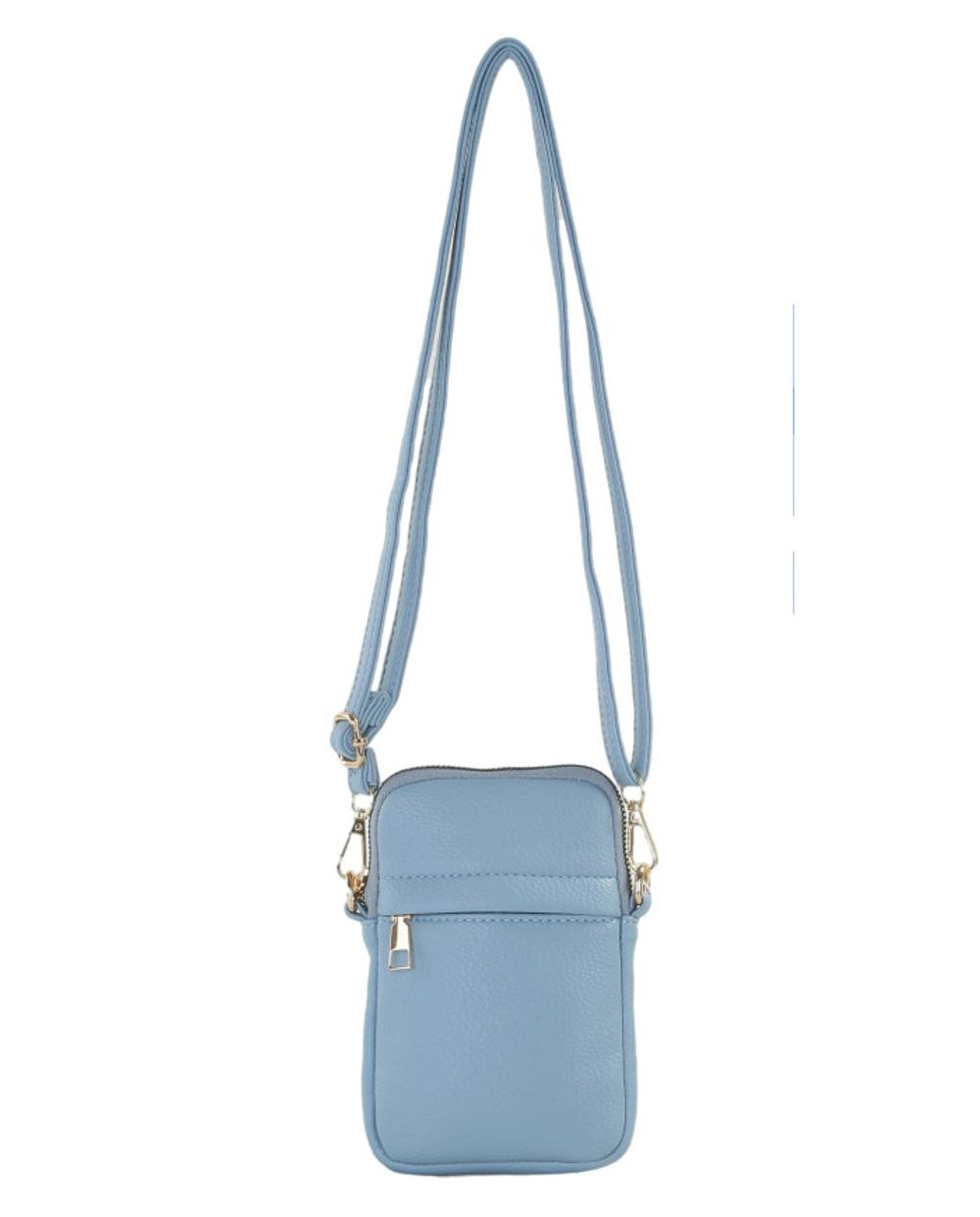 Jfy Zip Pocket Front Crossbody Phone Bag In Light Blue