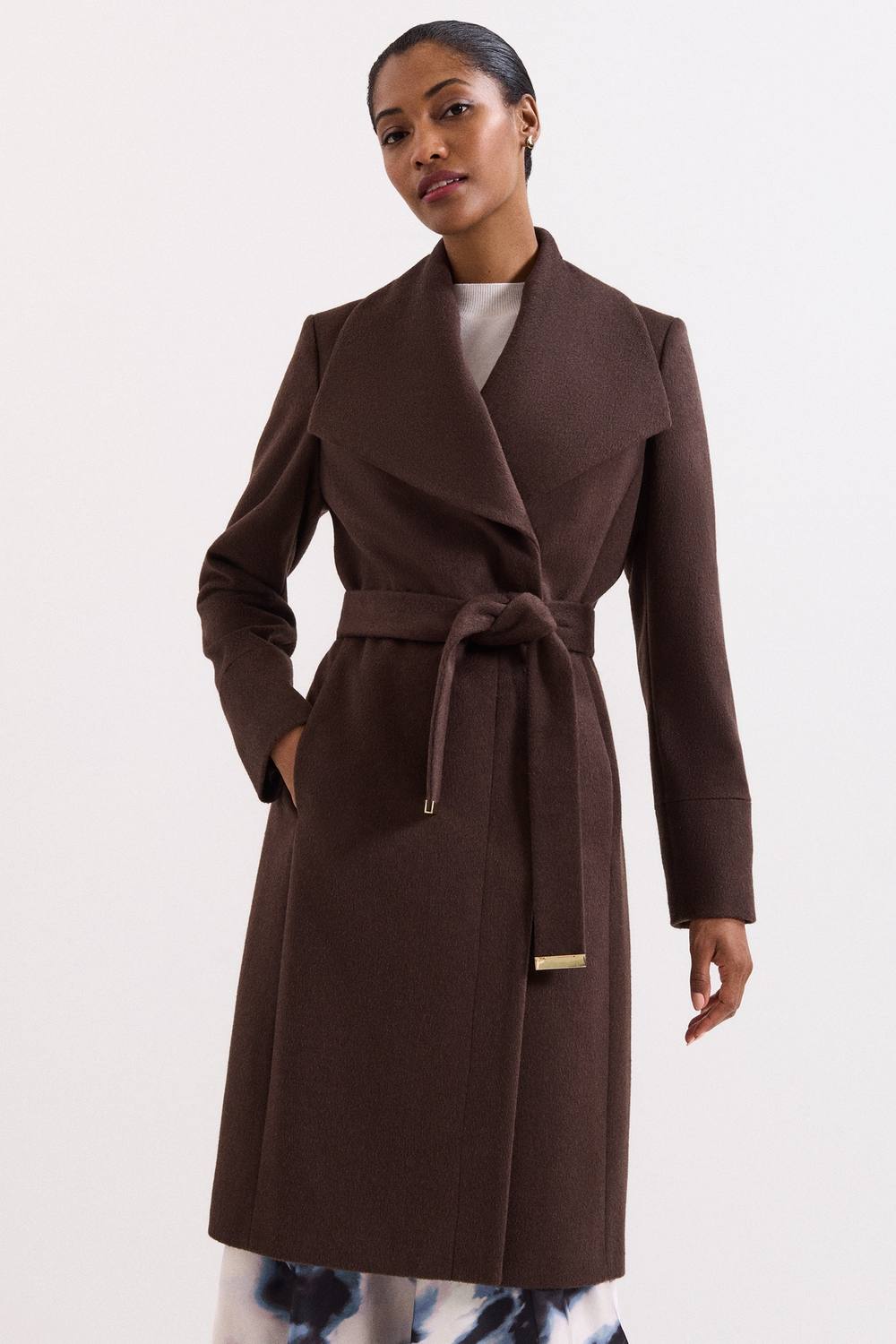 Phase Eight Nicci Belted Coat In Dark Brown