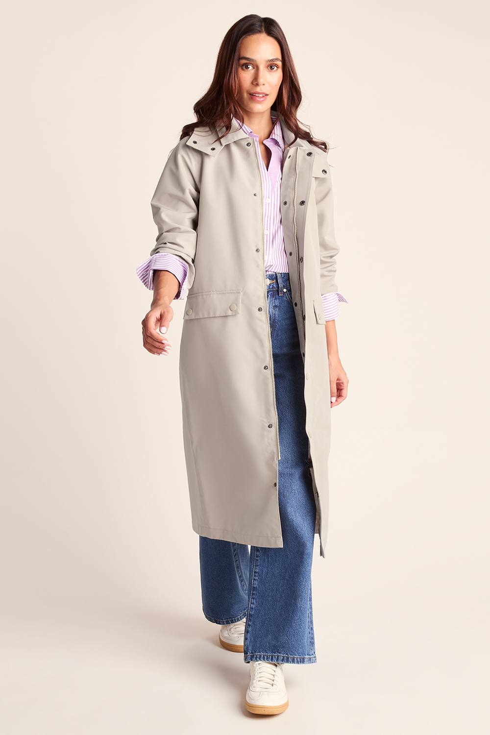Tog 'remi' Waterproof Midi Car Coat In Light Beige