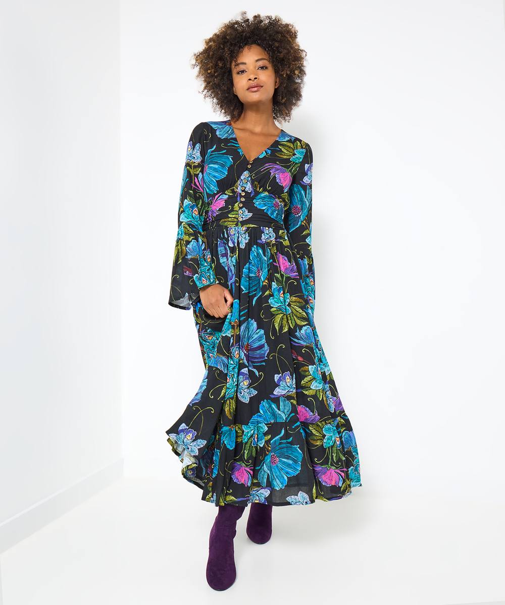 Joe Browns Floral Boho Maxi Dress In Black
