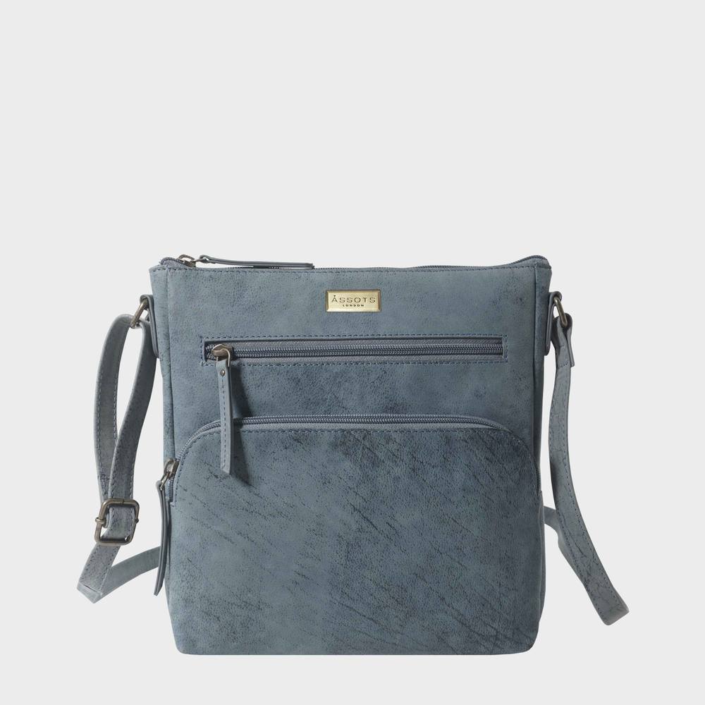 Assots London 'agatha' Real Leather Crossbody Bag In Mid Blue