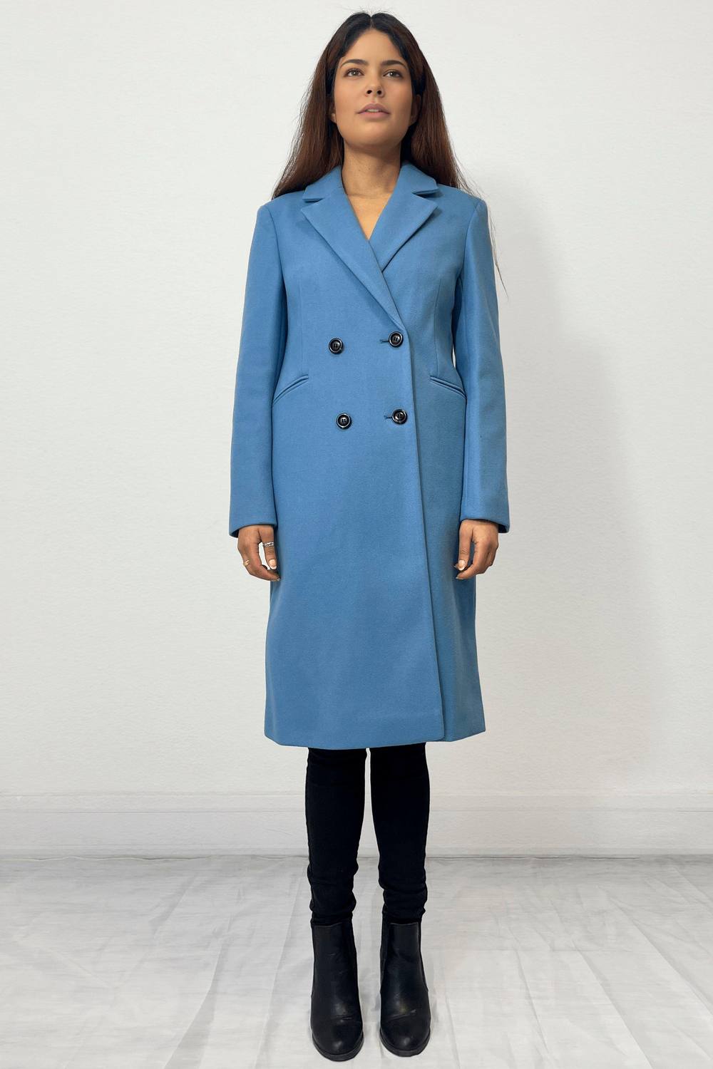 Cutie London Double Breasted Smart Coat In Grey