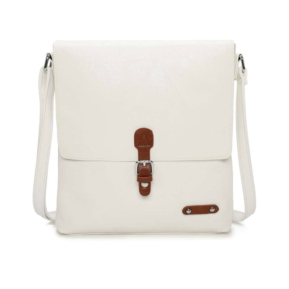 Kitise Boho Style Buckle Detail Rommy Crossbody Bag In White
