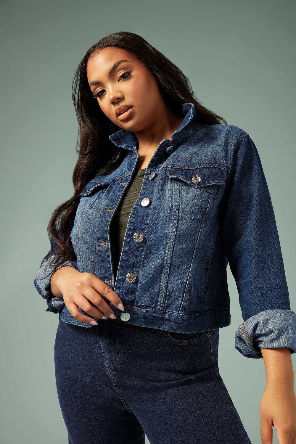 Yours Sleeveless Denim Jacket In Blue