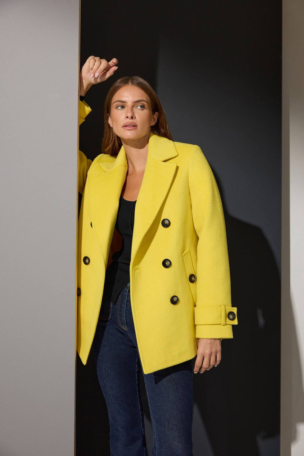 Star By Julien Macdonald Button Through Coat In Yellow
