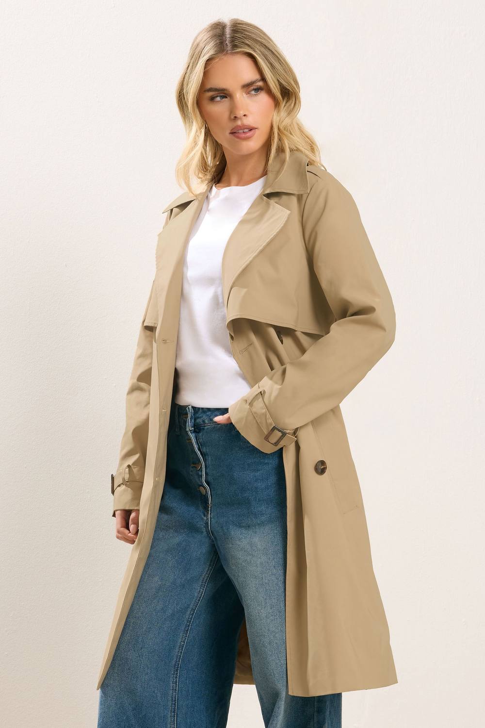 Pixiegirl Petite Trench Coat In Natural