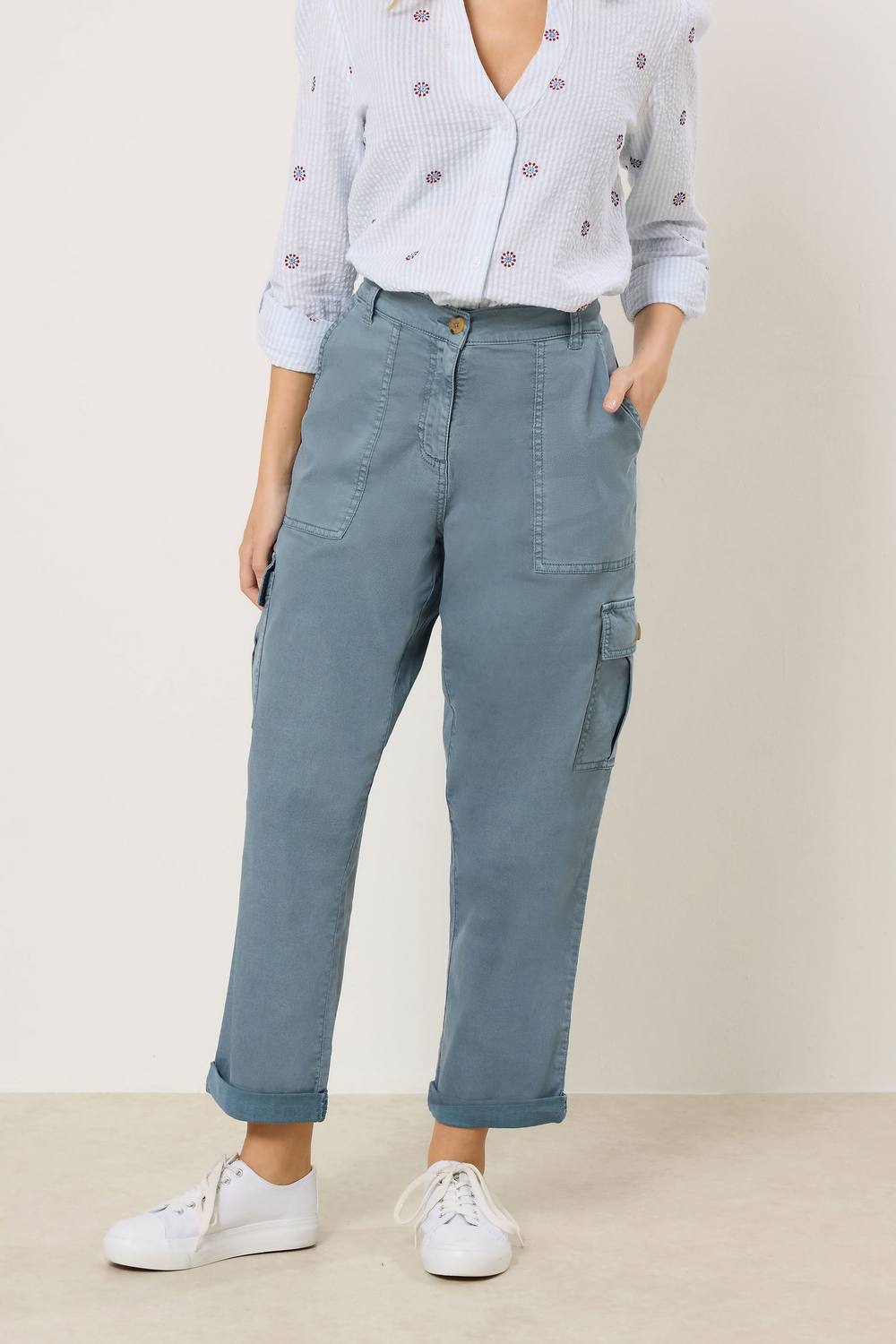 M&co Straight Leg Cargo Trousers In Blue