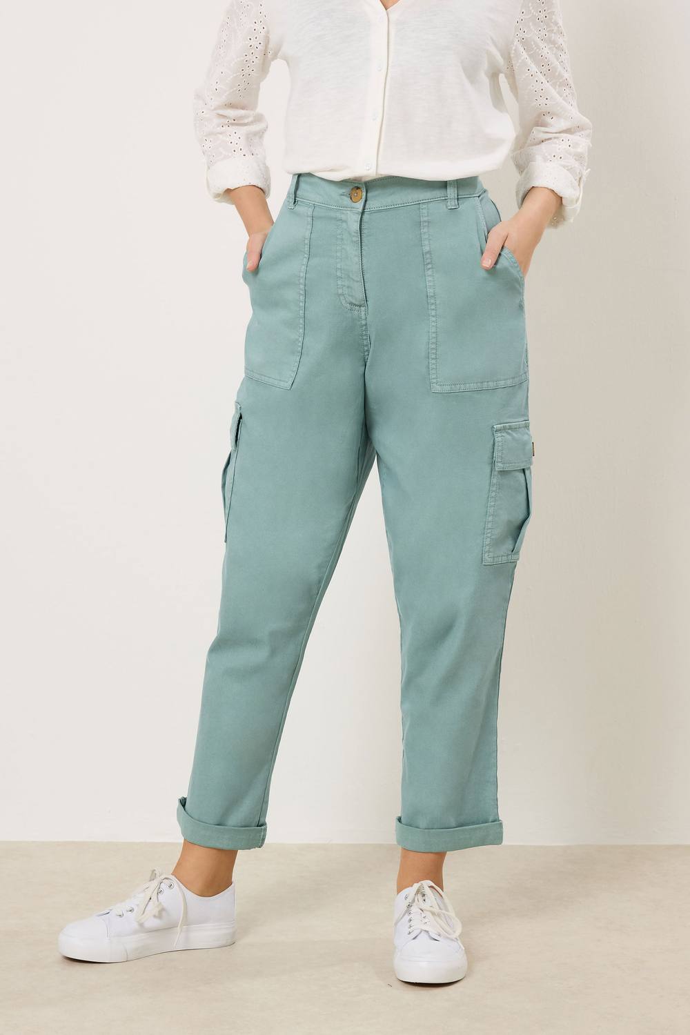 M&co Straight Leg Cargo Trousers In Aqua
