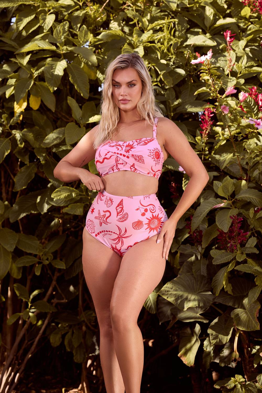 Yours Shell Print Super High Waist Bikini Brief In Pink