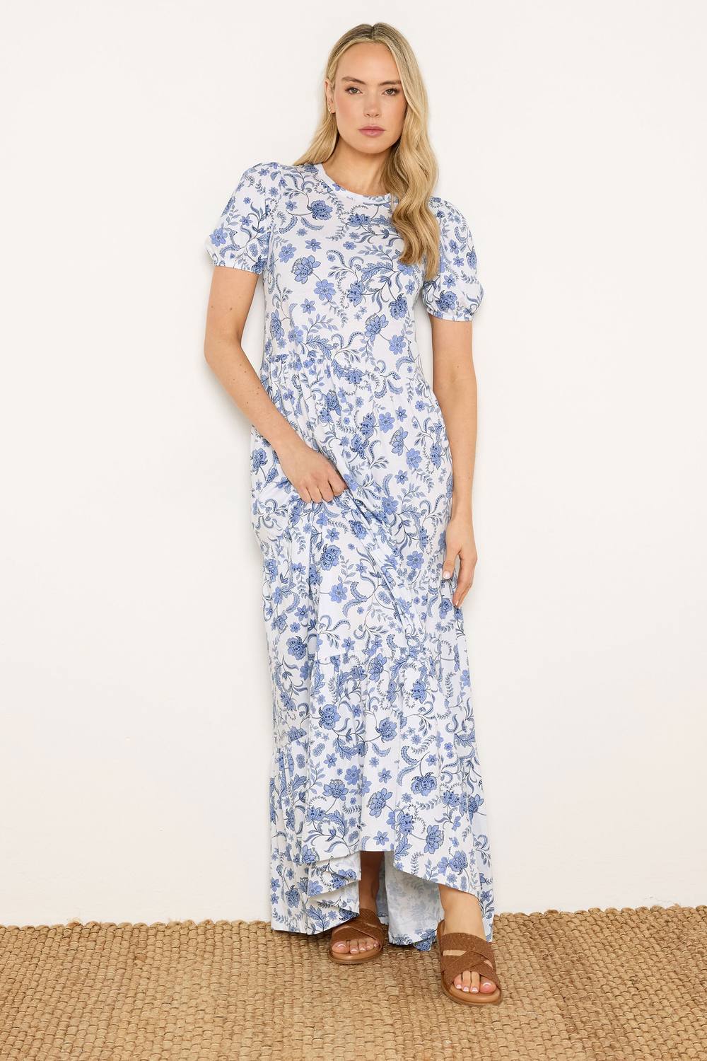 Long Tall Sally Tall Floral Tiered Maxi Dress In White