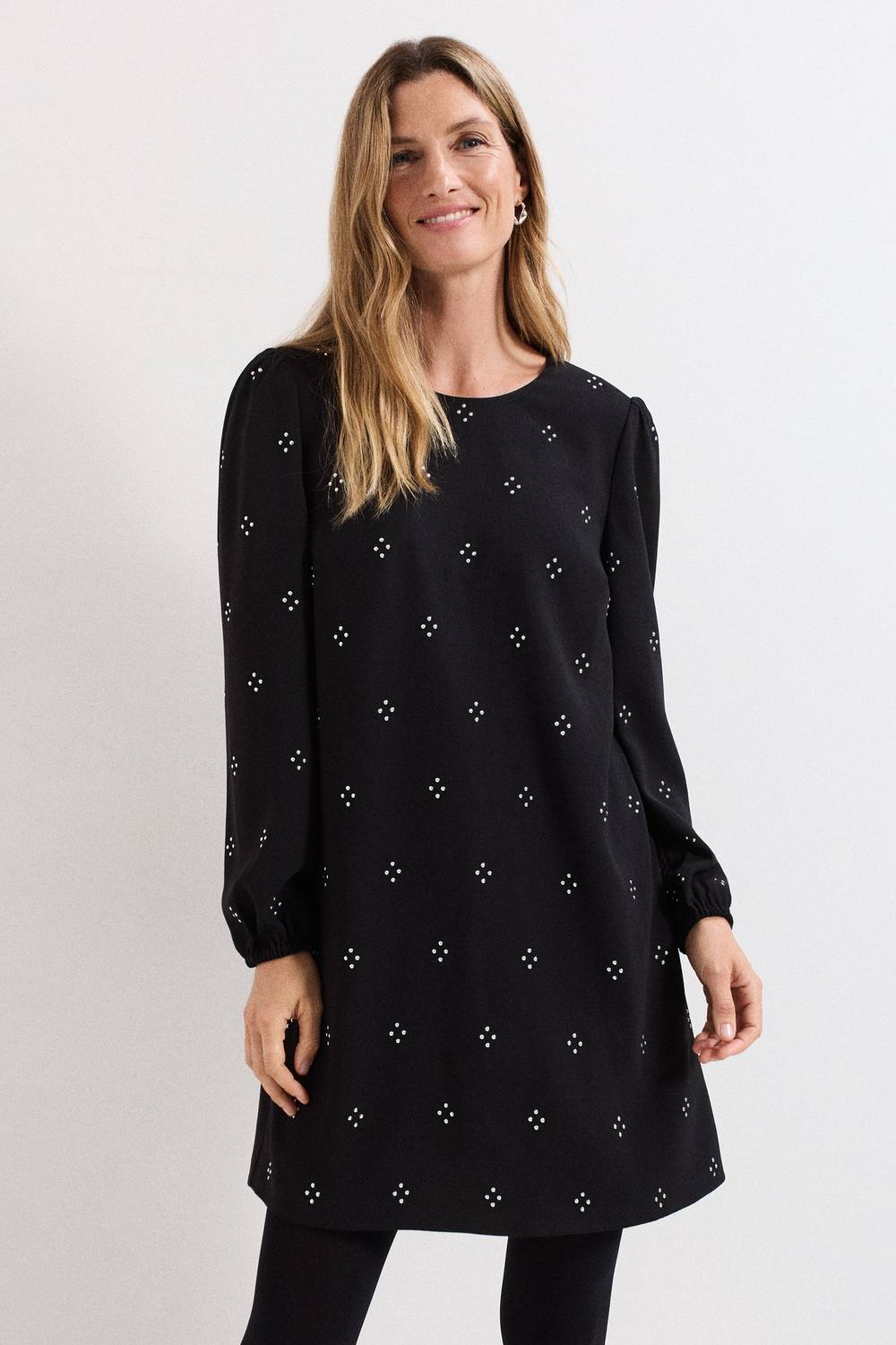 Phase Eight Lucia Hotfix Long Sleeve Mini Dress In Black