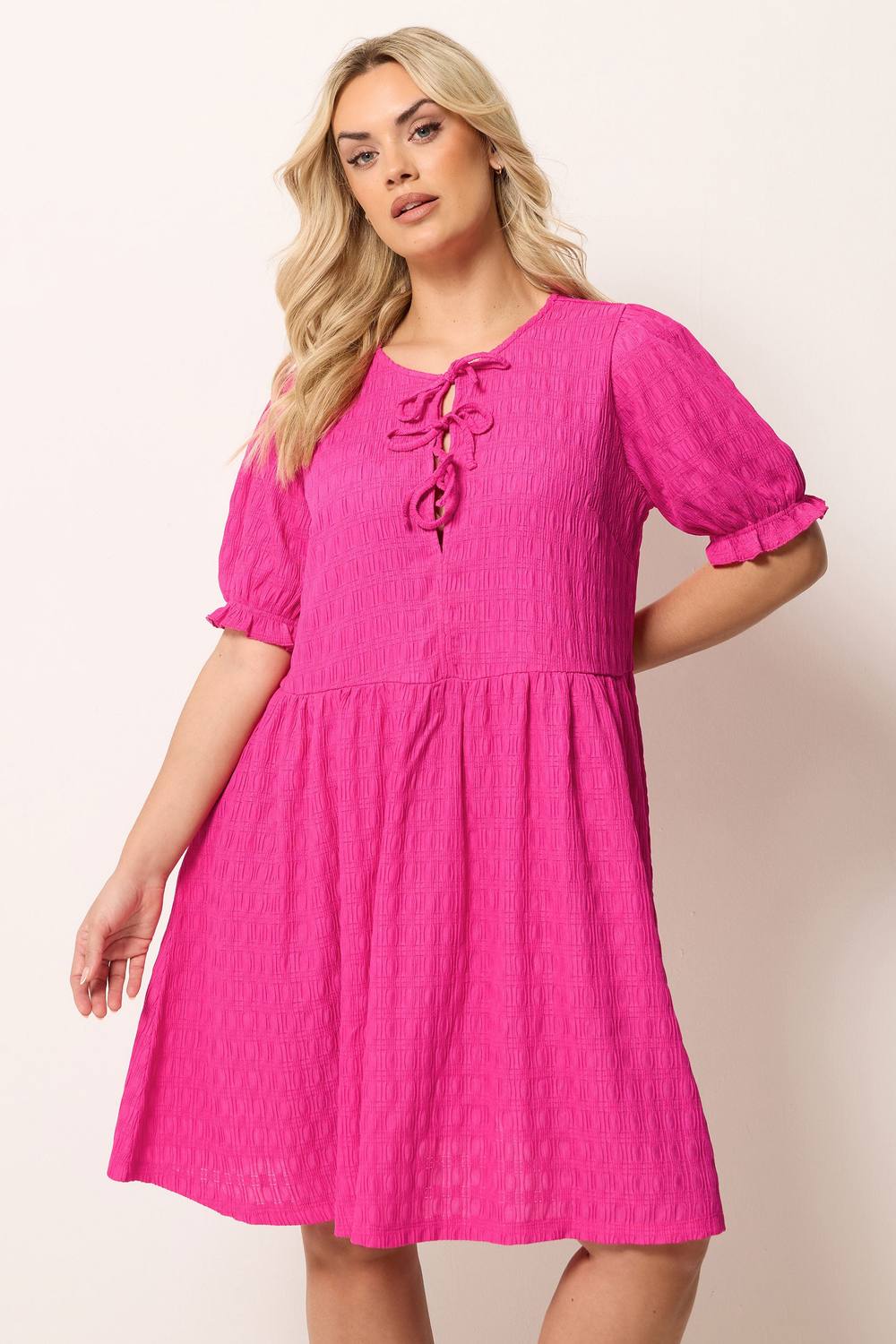 Yours Bow Front Mini Dress In Pink