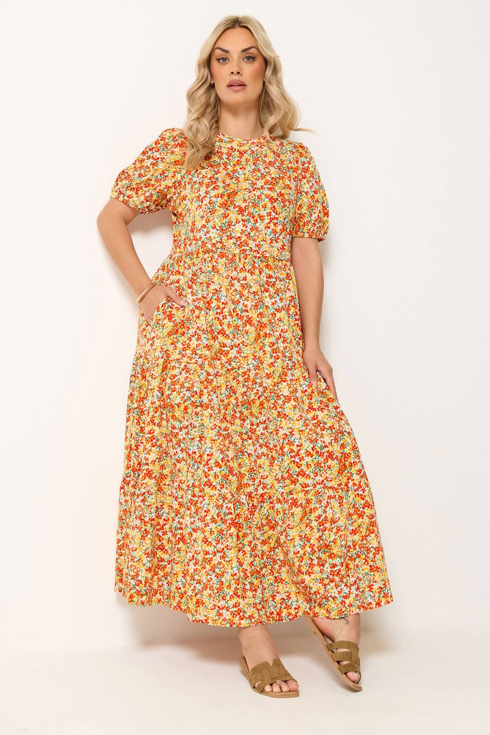Yours Floral Summer Maxi Dress In Yellow