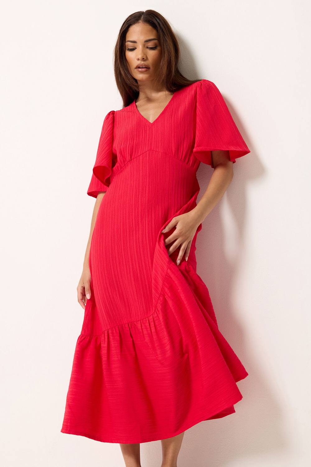 Pixiegirl Petite Asymmetric Tiered Midi Dress