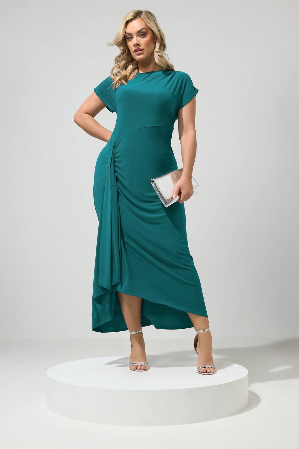 Yours Gather Detail Maxi Dress In Teal