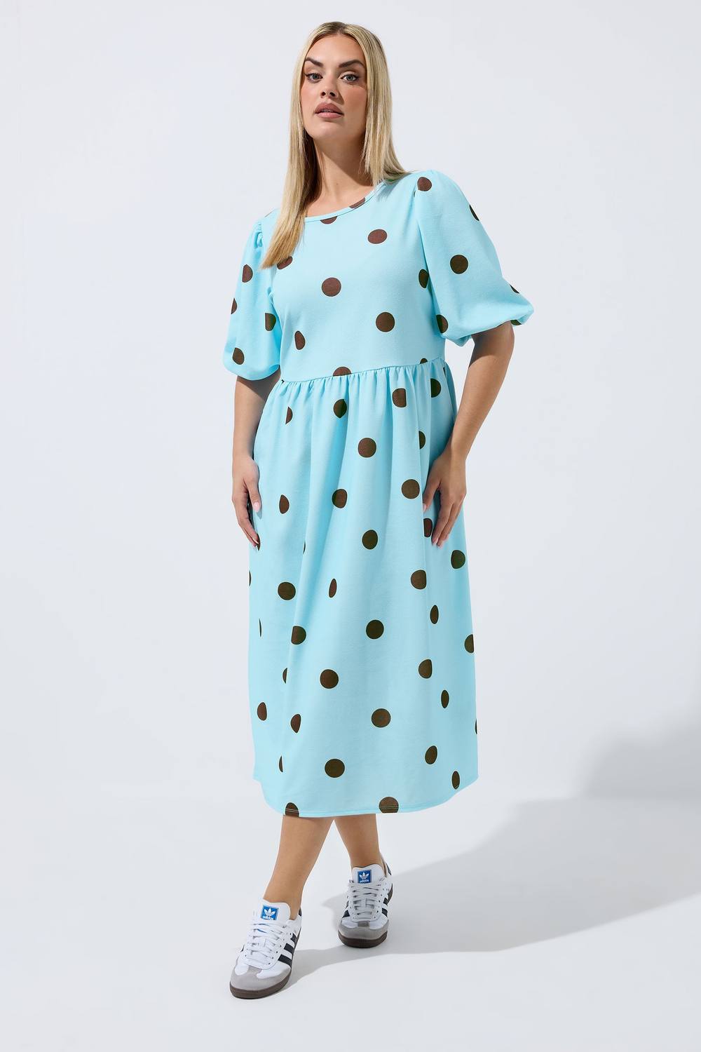 Yours Polka Dot Maxi Dress In Baby Blue