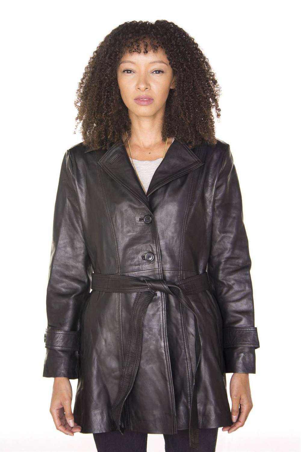 Infinity Leather Length Trench Coat-Ranchi In Black