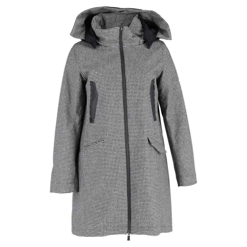 Herno Women's Preloved Houndstooth Coat in Multicolor Wool