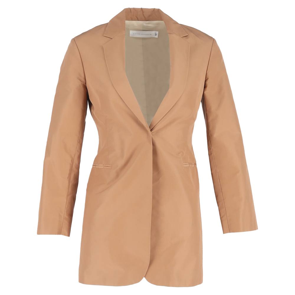 Victoria Beckham Women's Preloved Single-Breasted Blazer in Brown Cotton in Light Brown