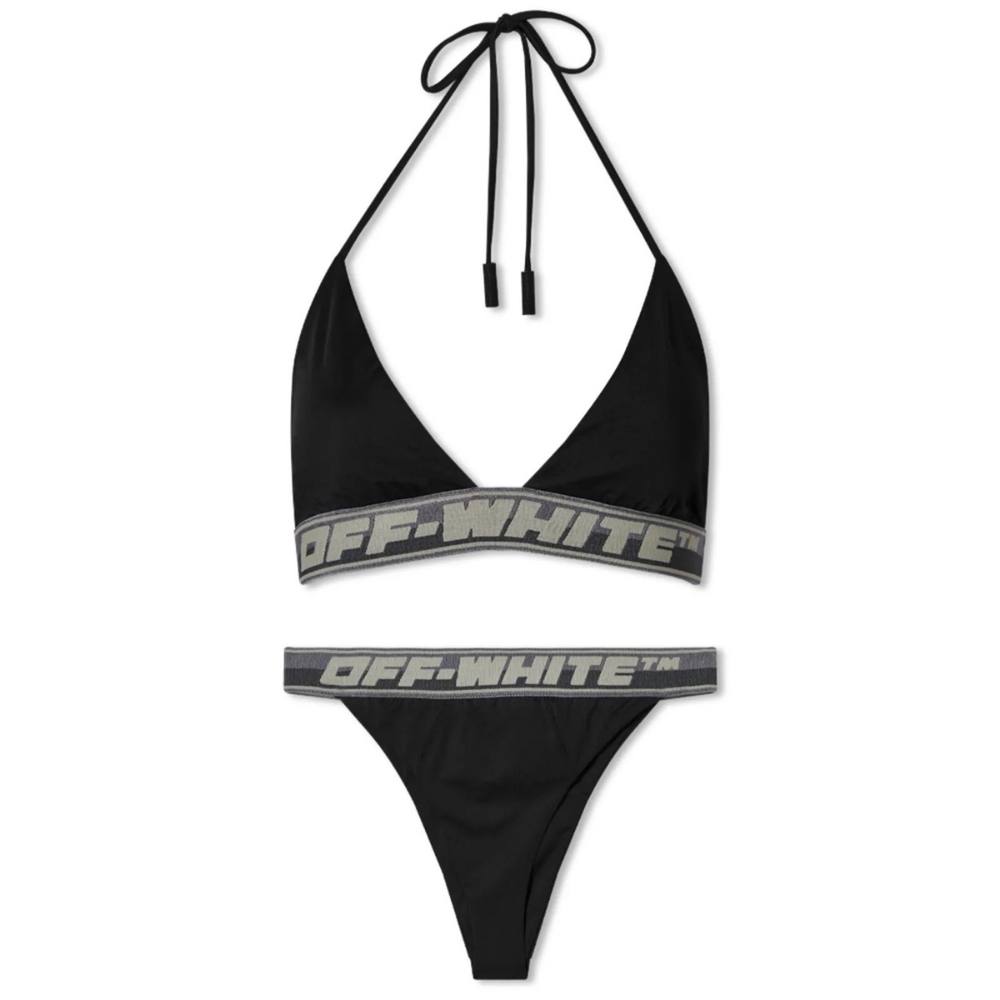 Off-White Women's Logo Band Bikini Black Swim Wear