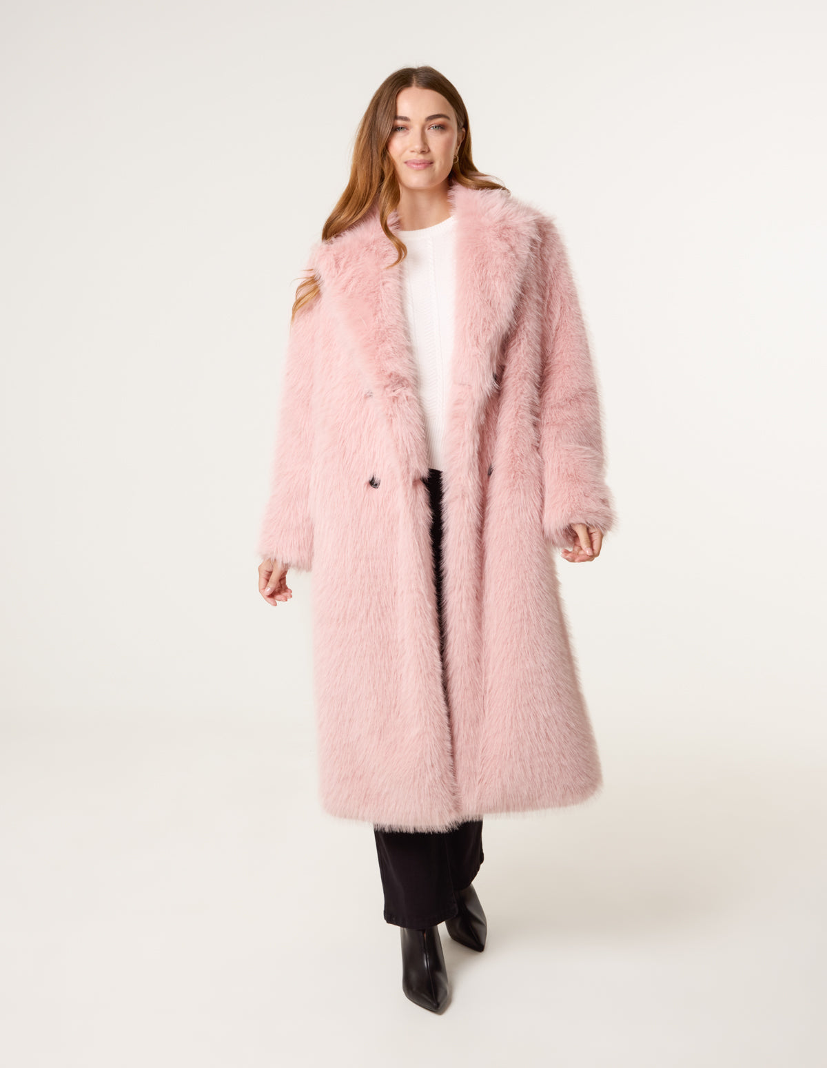 Long Fluffy Coat - L PINK