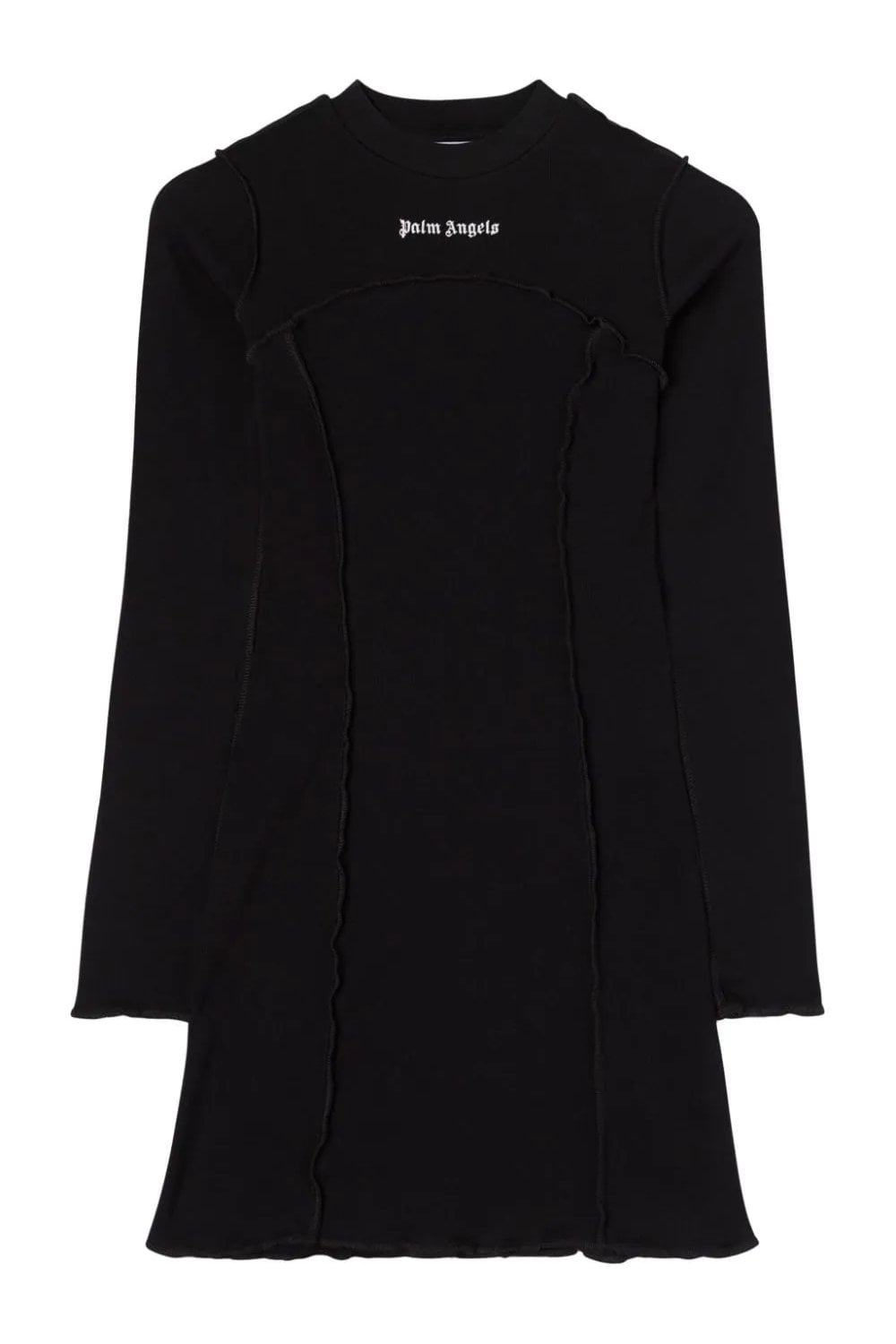 PALM ANGELS WOMENS LOGO RIB DRESS Size: M, colour: BLACK