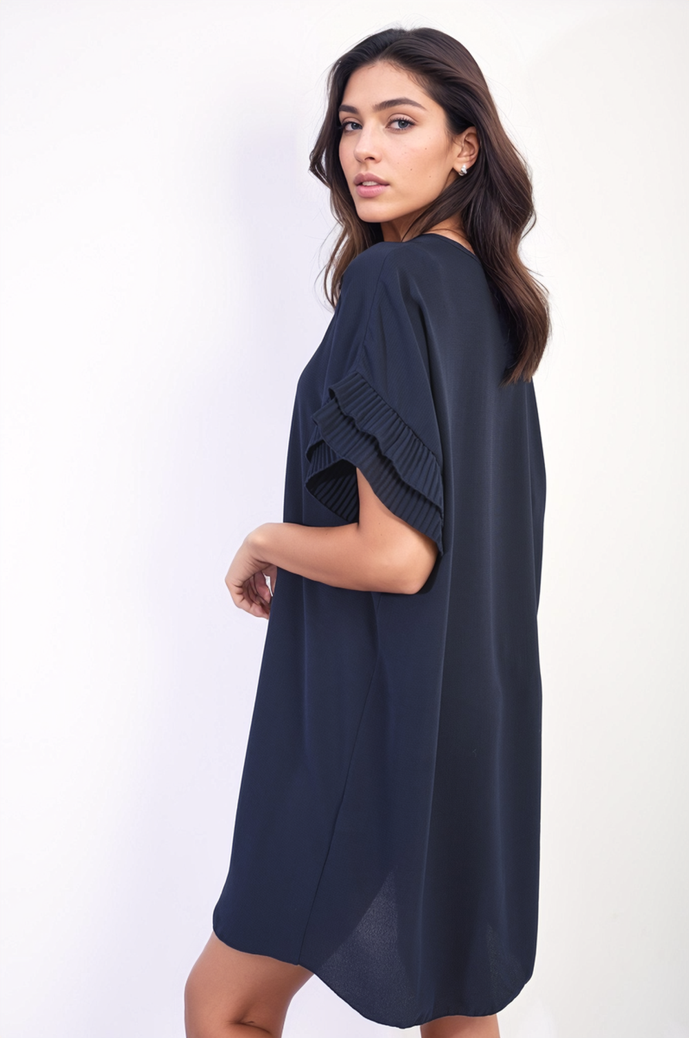 Lucille Ruffled Sleeve Mini Dress - Feminine Elegance meets Whimsical Grace - Date Night Ready! - ML Navy
