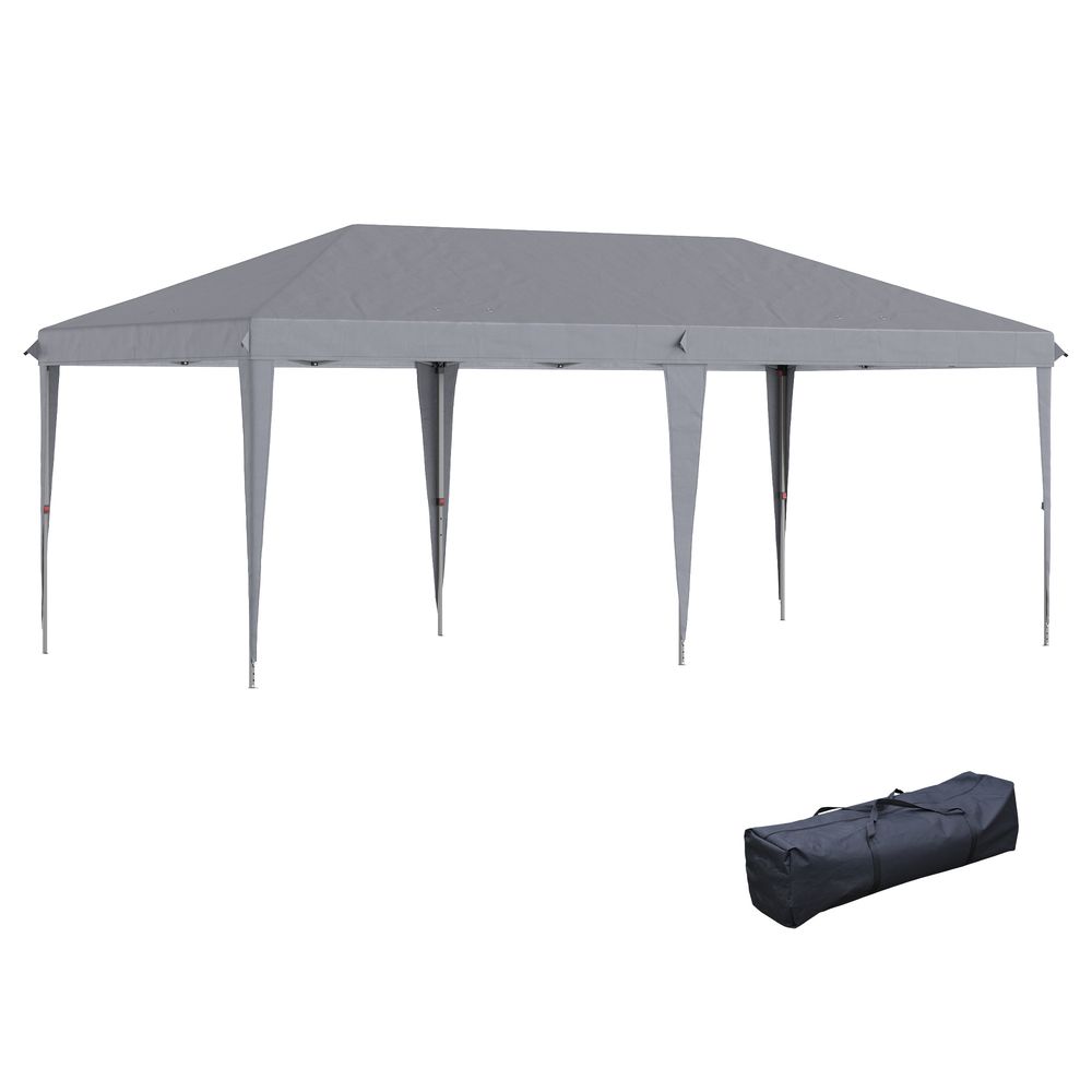 Outsunny x m Pop Up Gazebo, Foldable Canopy Tent, Height Adjustable Wedding Awning Canopy wCarrying Bag, Grey